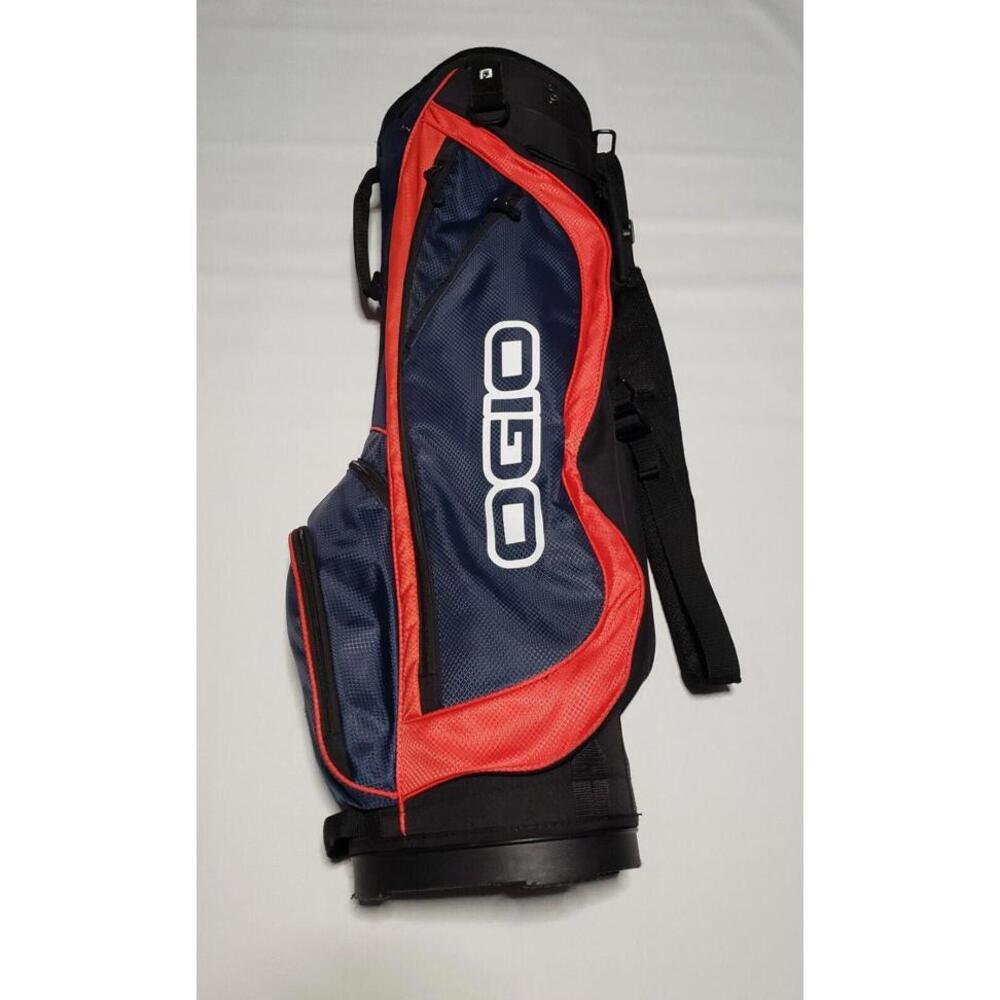 OGIO Tyro Golf Bag Blue Red 6 Dividers‎ 6 Pockets Rain Cover Adjustable Strap